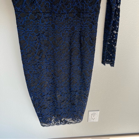 Veronica Beard Gynne Long Sleeve Pencil Dress Lace Black Blue Designer Women’s 4 - Picture 7 of 14